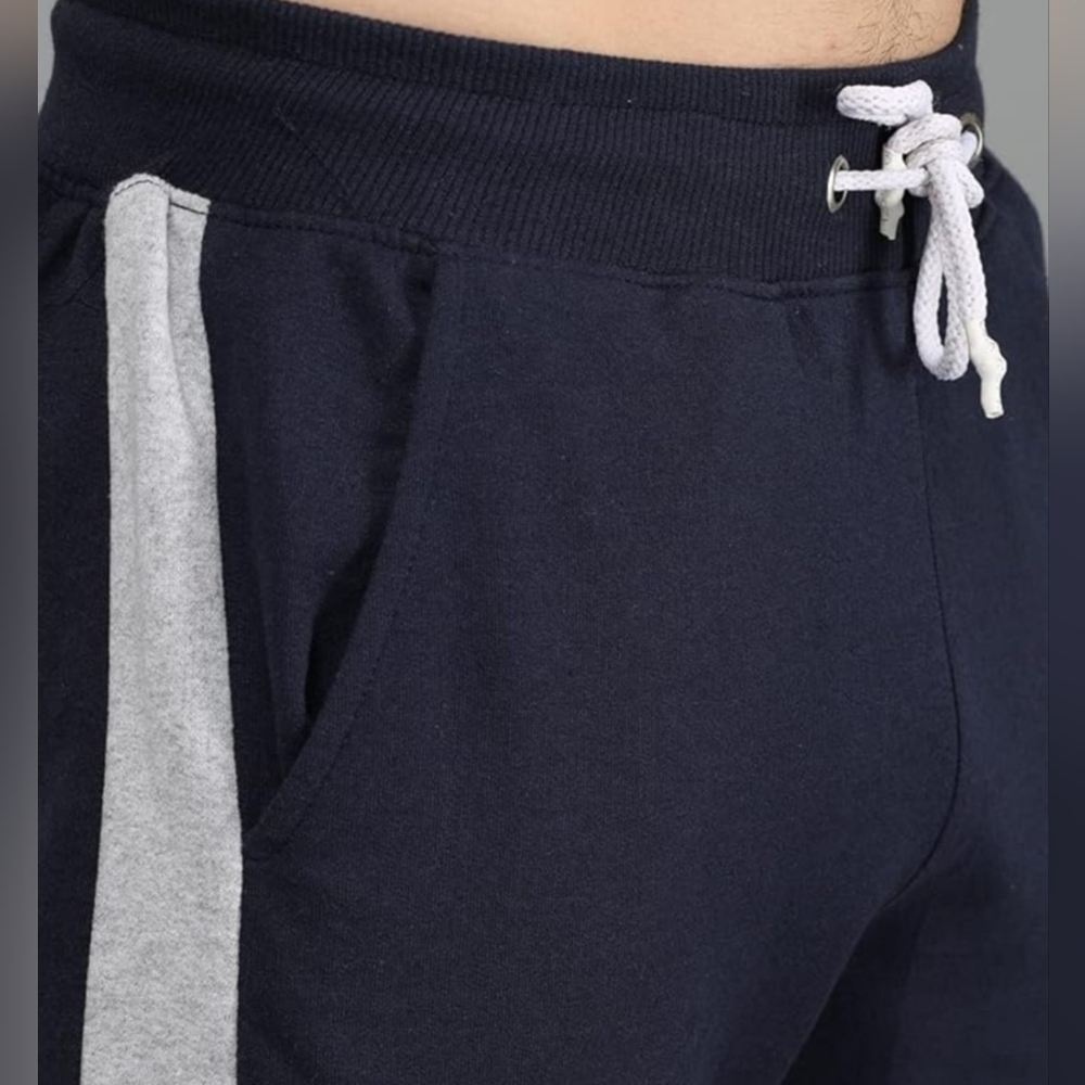 Men's Navy Jogger Pants with Gray Stripes Size Medium UEC